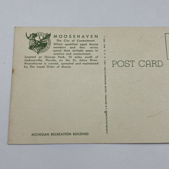 Vtg Postcard Moosehaven Lot Of 2 Orange Park Jacksonville FL Loyal Order Moose - Picture 7 of 14
